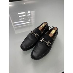 Men's SALVATORE FERRAGAMO 'Parigi' Black Leather Loafers Size US 8.5 - D
